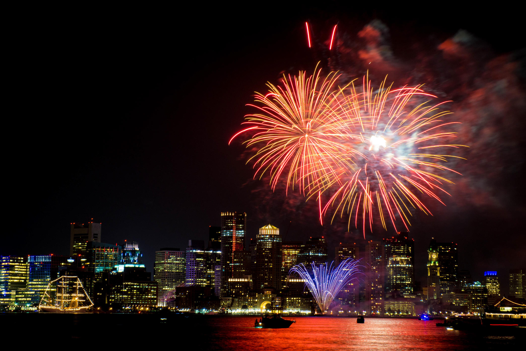 Fourth of July Fireworks on the Boston Harbor New England Travel Journal